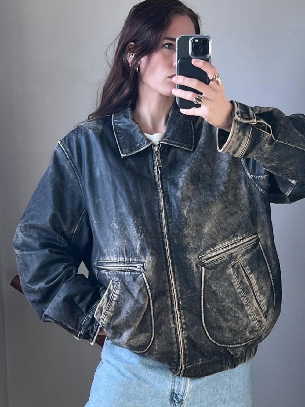 Vintage IZOD soft leather bomber jacket